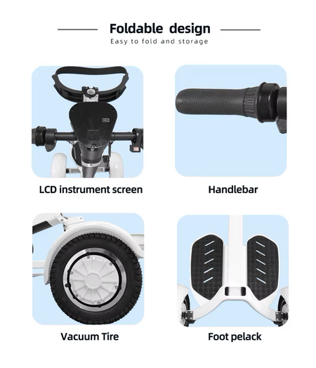 10-inch all-terrain tires for sand, grass, and rough golf course paths
