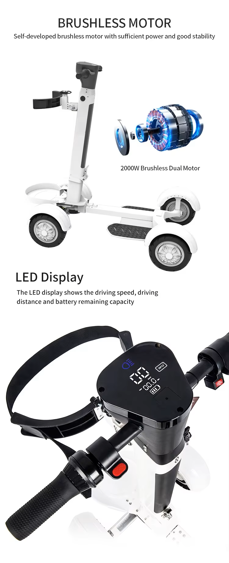 Dual motor wiring and heat dissipation system in 2000W golf scooter
