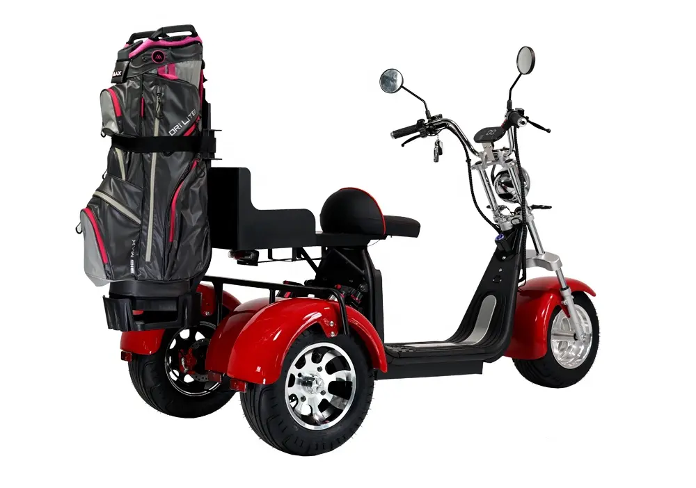 Wide tires distributing weight to protect golf course turf during rides