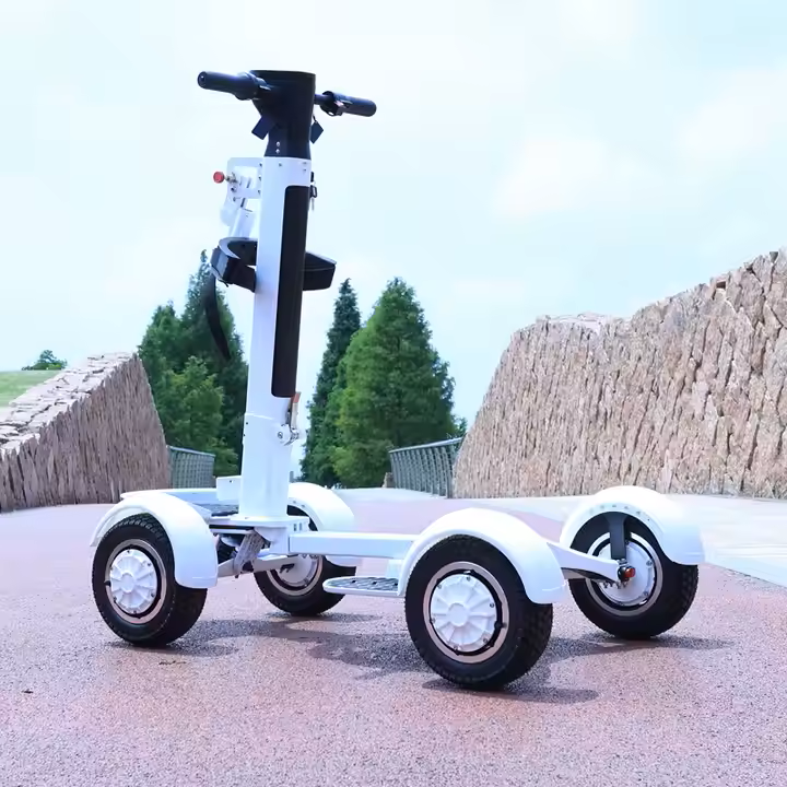 Smooth e-brake stop on downhill slope with parking brake engaged for safety