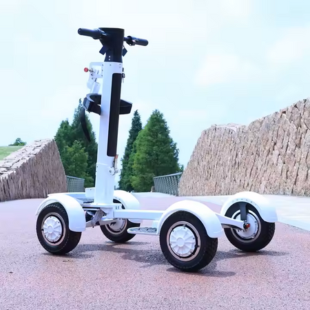 Smooth e-brake stop on downhill slope with parking brake engaged for safety