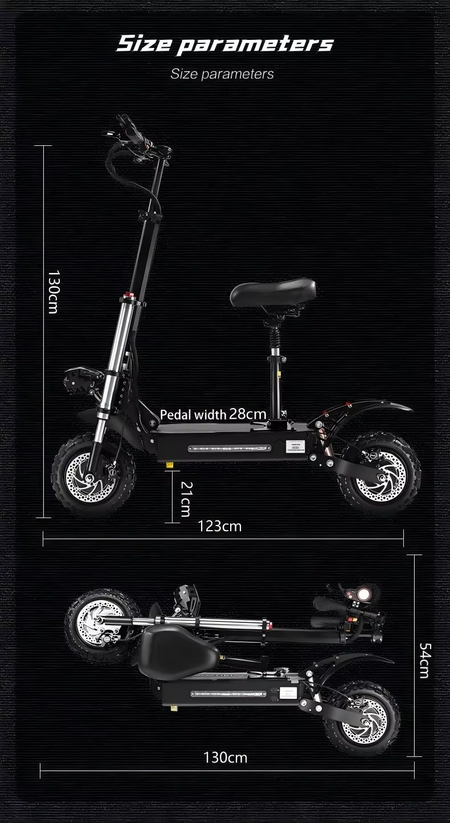 Foldable electric scooter transforming from compact storage to full-size riding mode