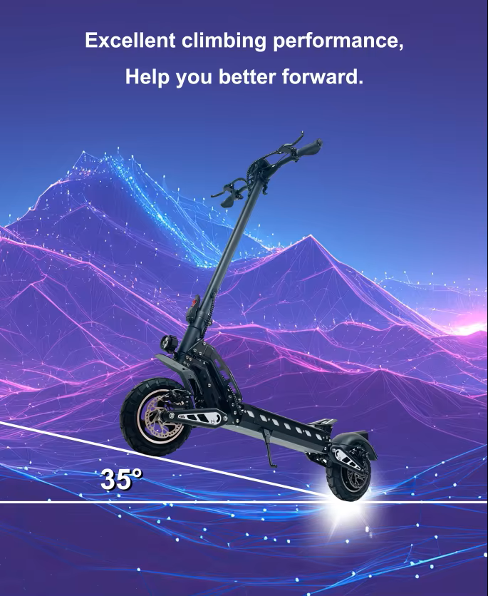 DT10 dual 1650W motors powering uphill at 35-degree incline