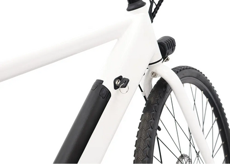 700c x 40mm puncture-resistant tires on alloy rims for hybrid road and trail electric biking