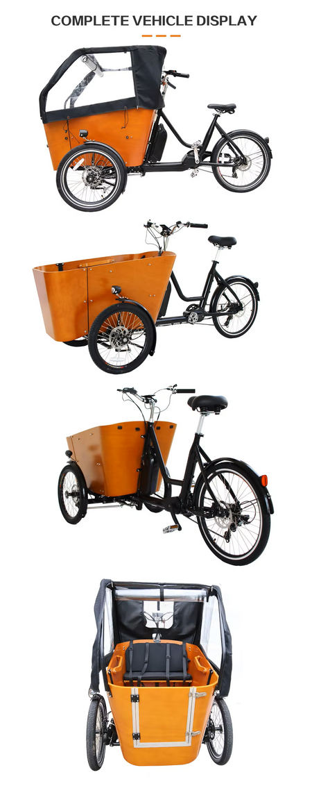  motor and 24-inch wheel on stable electric trike with hydraulic disc brakes