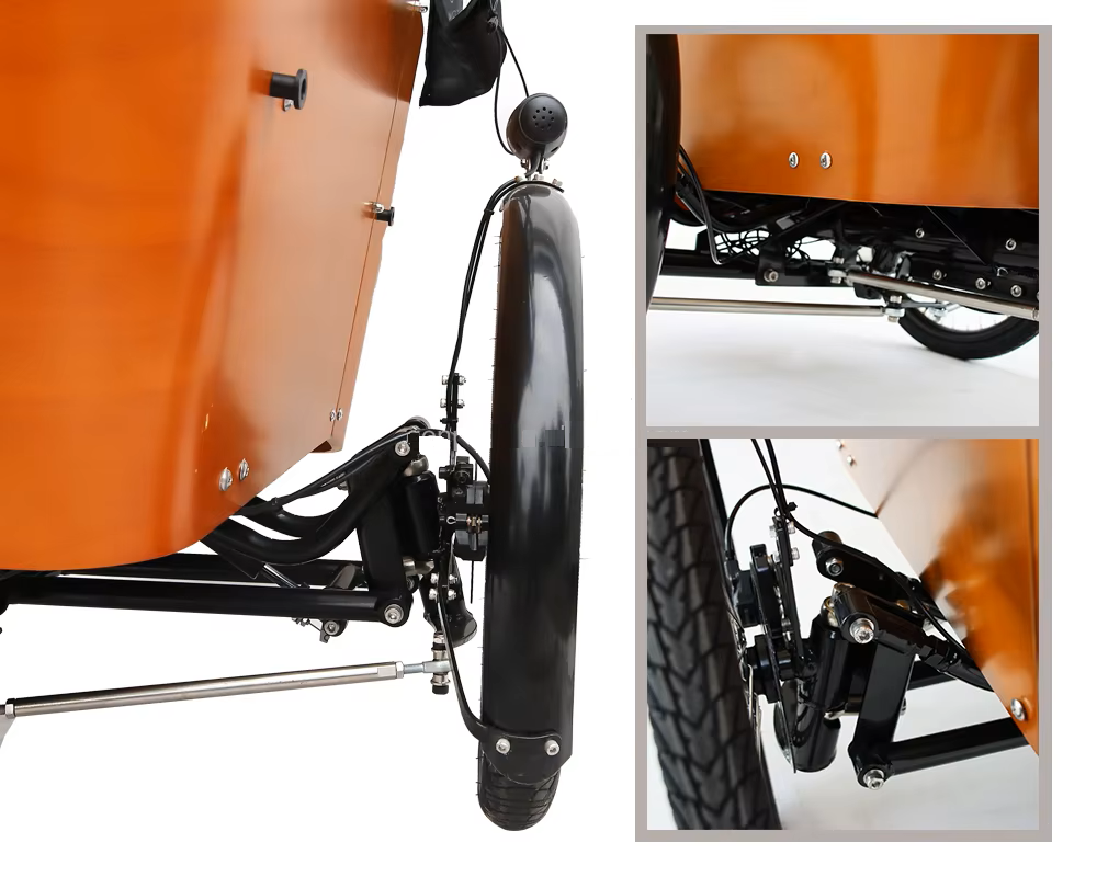 Tilt Master II trike leaning into a corner with SafeSway stability technology"