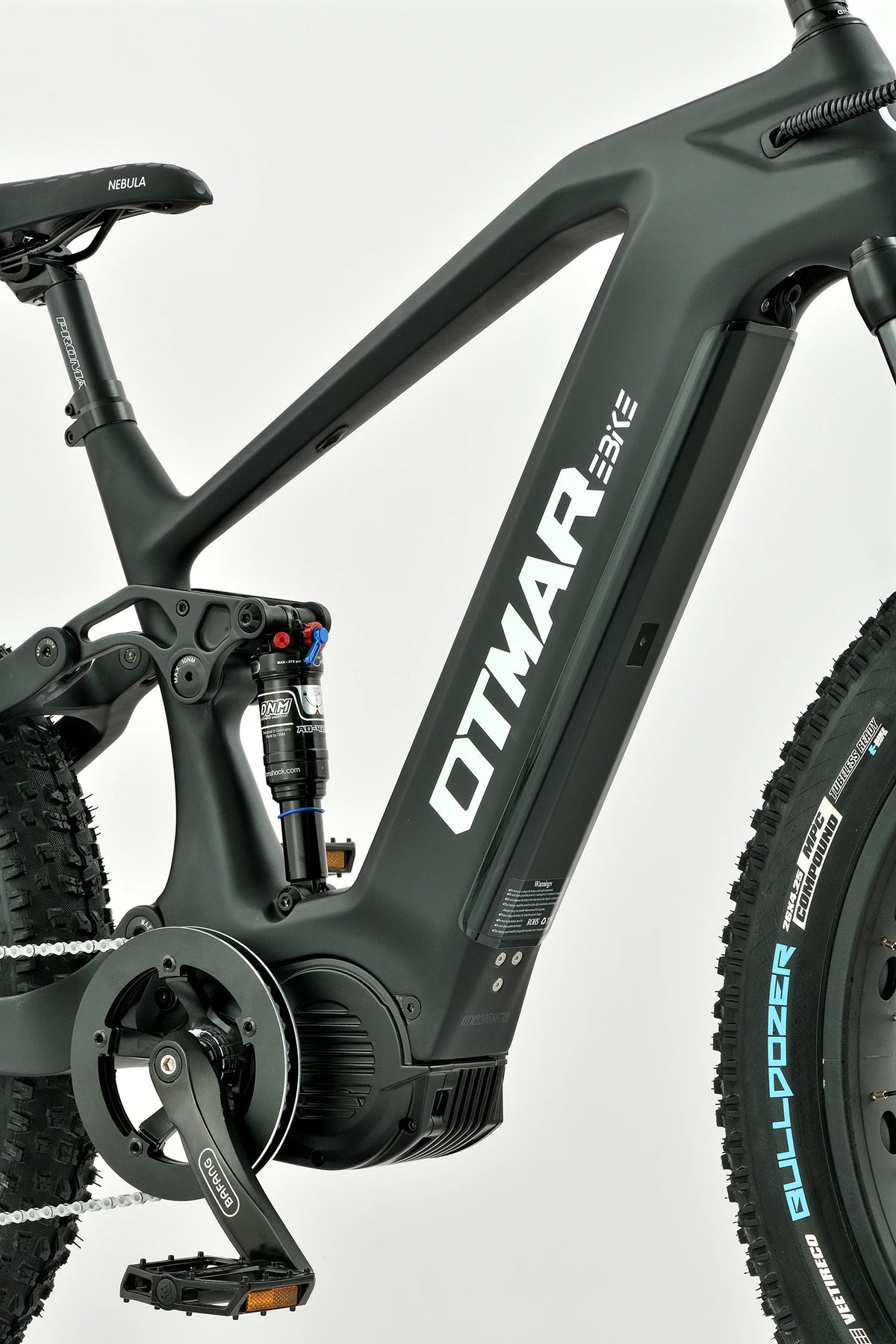 DNM Rear Suspension and Reinforced Alloy Frame on High-Performance Electric Mountain Bike