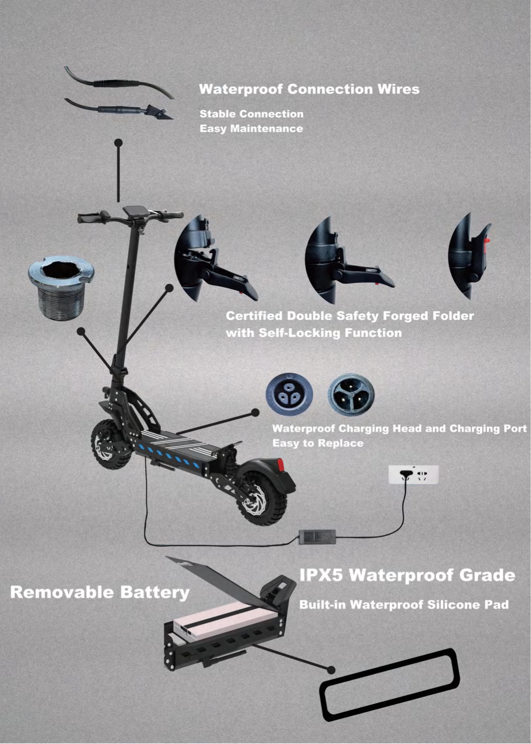 DT10's IPX5 waterproof rating tested in rainy conditions